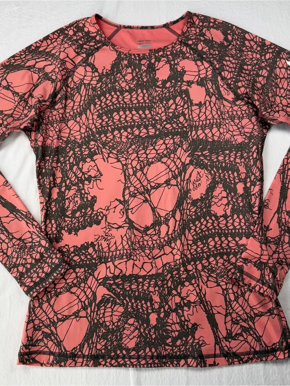 Nike Pro Dri-FIT Long-Slv Compression Top – Women’s Size L – Coral abstract